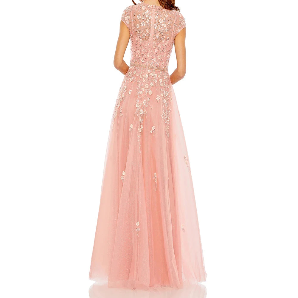 Vestido de Noche Acampanado Personalizado Mesprit - Elegante Lentejuelas