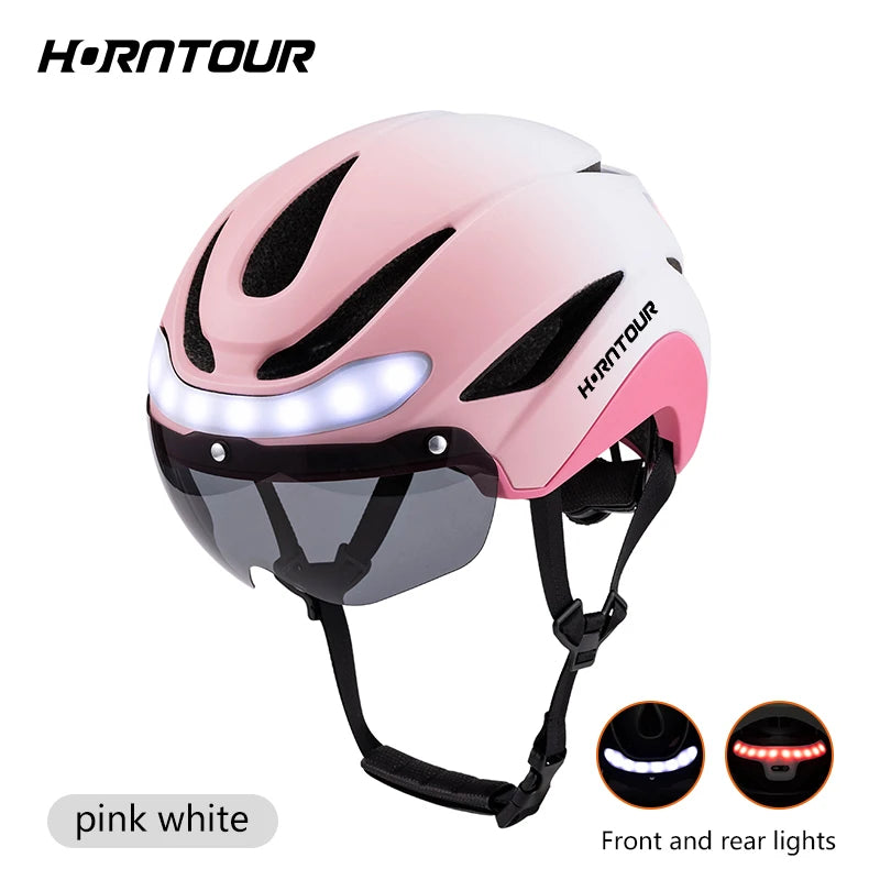 Casco Horntour HT-16 con LED: Ciclismo Profesional y Seguro