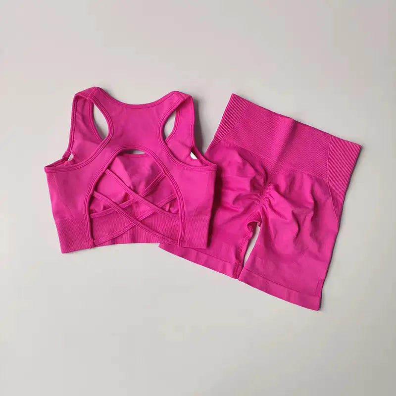 Conjunto Yoga Mujer Sin Costuras Sexy (2 Piezas) Fitness