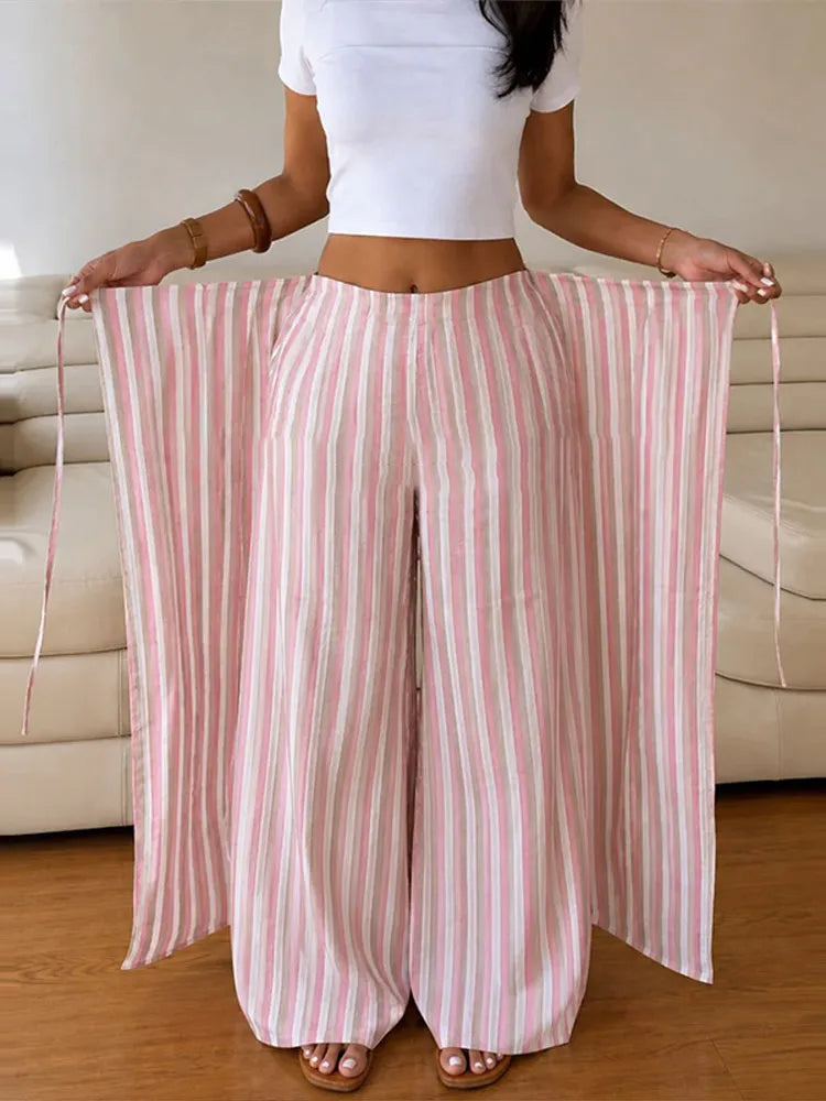 Pantalones Palazzo Boho Rayas Mujer | Chin.Sweety | Cintura Ajustable