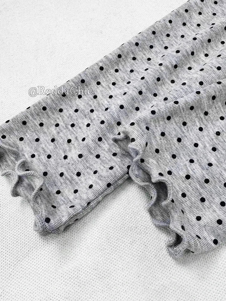 REDDA CHiC Camiseta Grunge Lunares Mujer Otoño Y2k