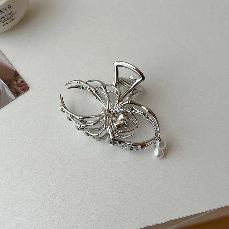 Pinza Araña Gótica Perla Metal Calado Mujer Accesorio Tiburón
