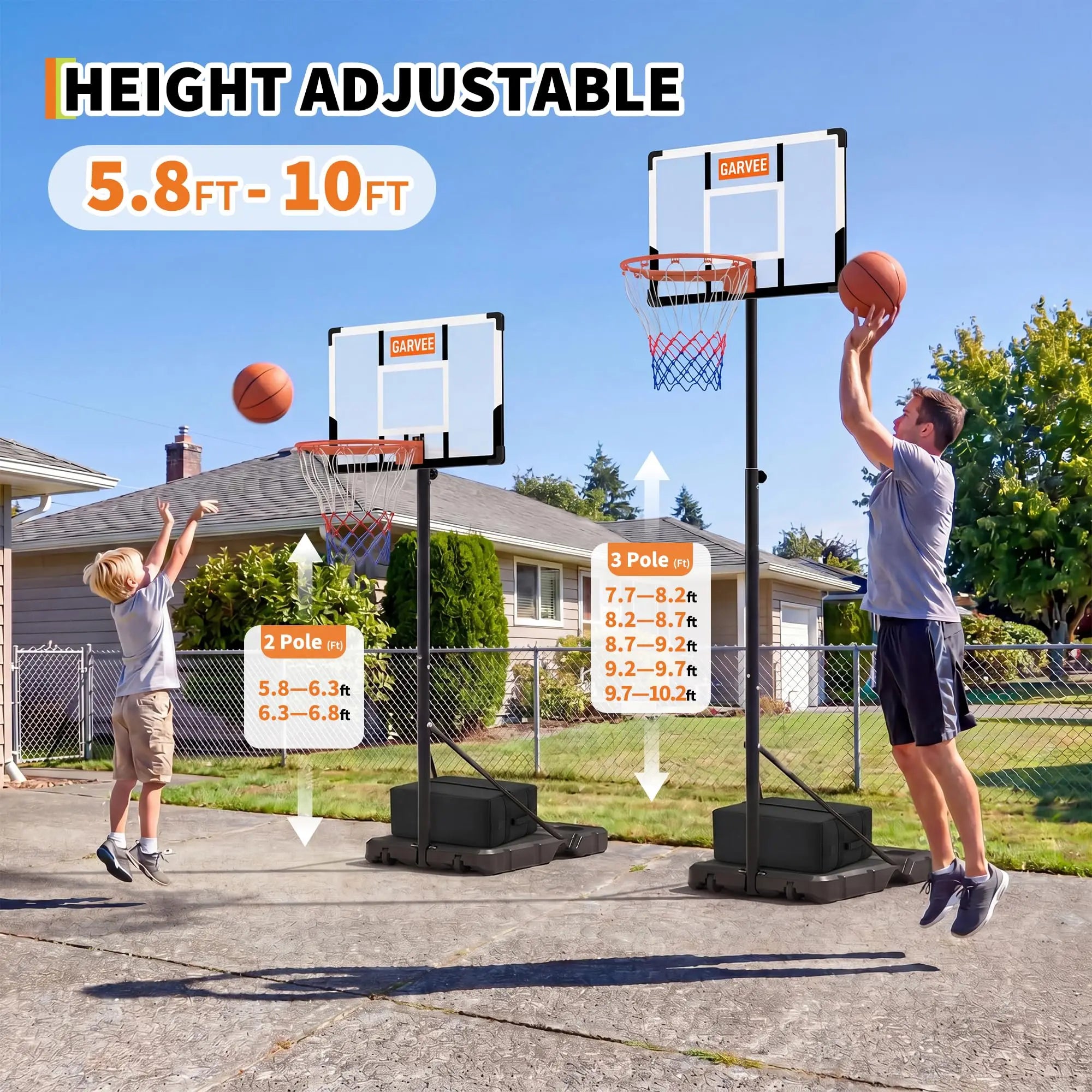 Aro Baloncesto Portátil 10ft HiMISS Niños/Adultos | Interiores/Exteriores