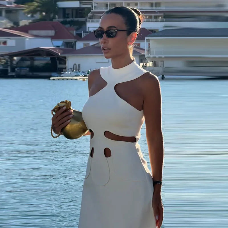 Vestido Maxi Elegante Verano 2026: HFWOMENFZ Keyhole, Espalda Descubierta