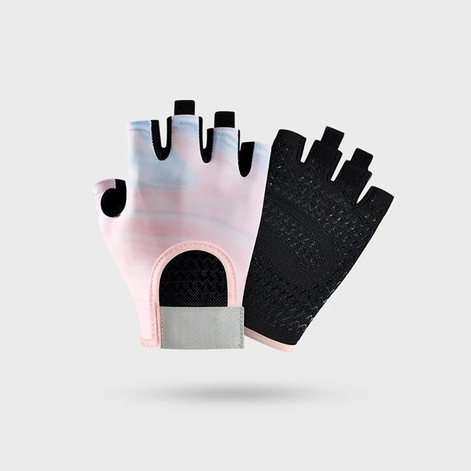 Guantes GTUBIKE Medio Dedo Transpirables (Negro/Rosa/Gris) - Ciclismo y Gimnasio