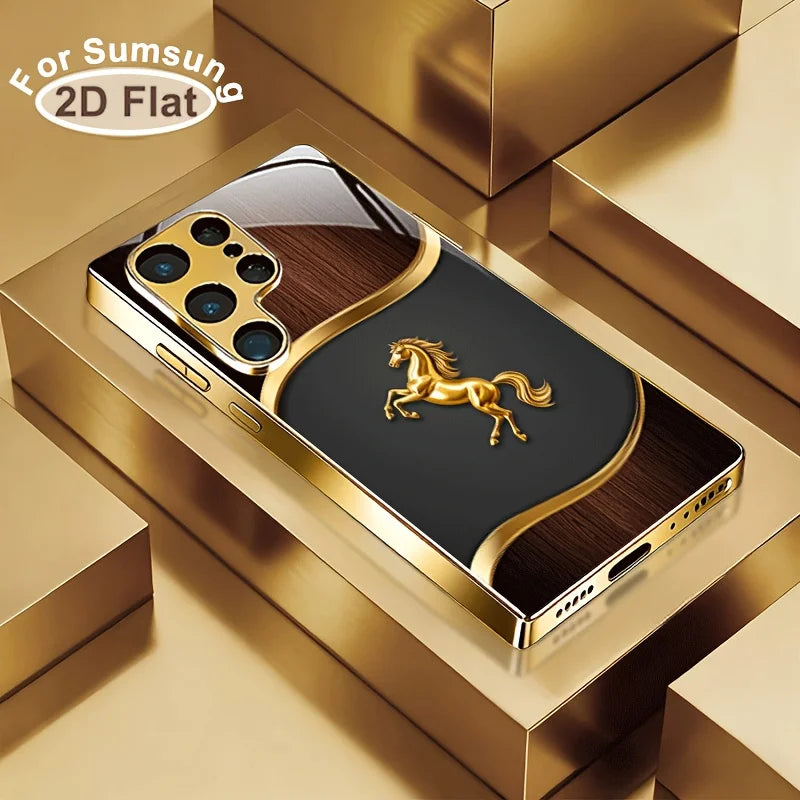 Black business-style glass phone case from Corporación Turística, showcasing a sleek, professional design for smartphones.
