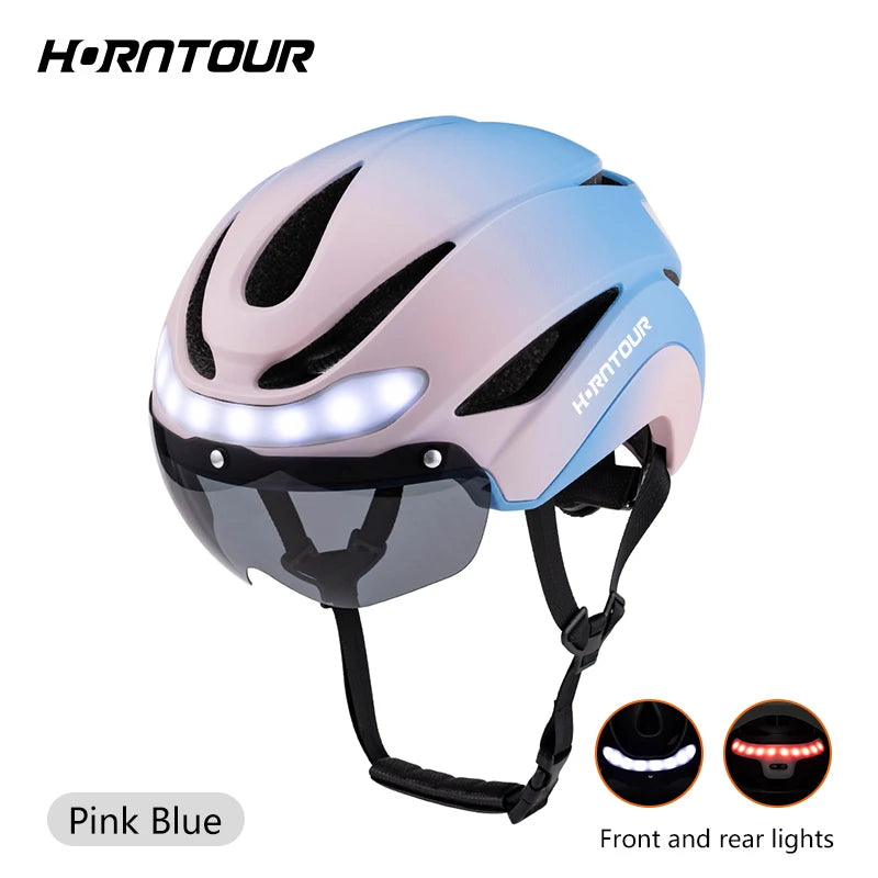 Casco Horntour HT-16 con LED: Ciclismo Profesional y Seguro