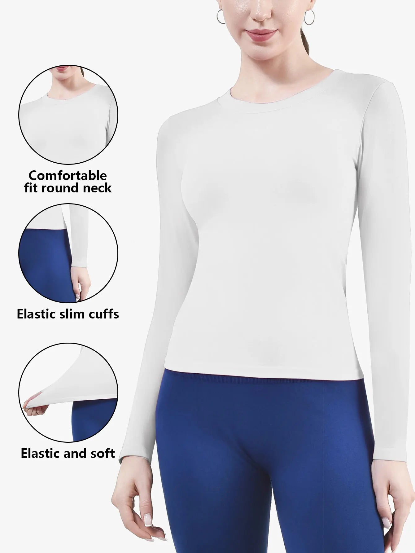 CZGUKE Camiseta Deportiva Manga Larga Mujer Transpirable Fitness