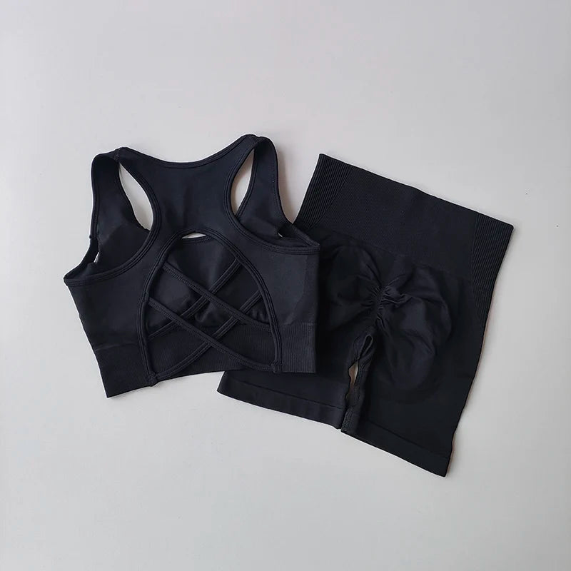 Conjunto Yoga Mujer Sin Costuras Sexy (2 Piezas) Fitness