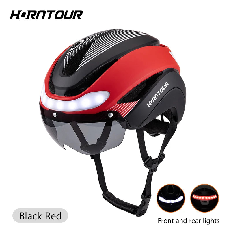 Casco Horntour HT-16 con LED: Ciclismo Profesional y Seguro