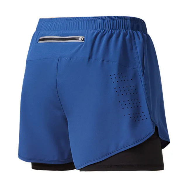 Pantalones Cortos para Correr Hombre: Doble Capa Fitness Secado Rápido