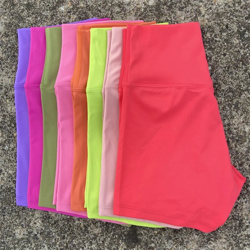 Sexy Color sólido mujeres Fitness deporte corto cintura alta Atlético Yoga pierna corta ciclismo entrenamiento integral correr a prueba de sentadillas