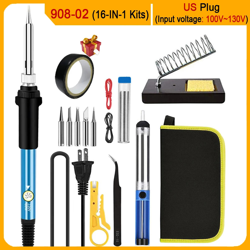 Kit Soldadura Eléctrica 60W HYOXL Temp. Ajustable 10/16/20-en-1