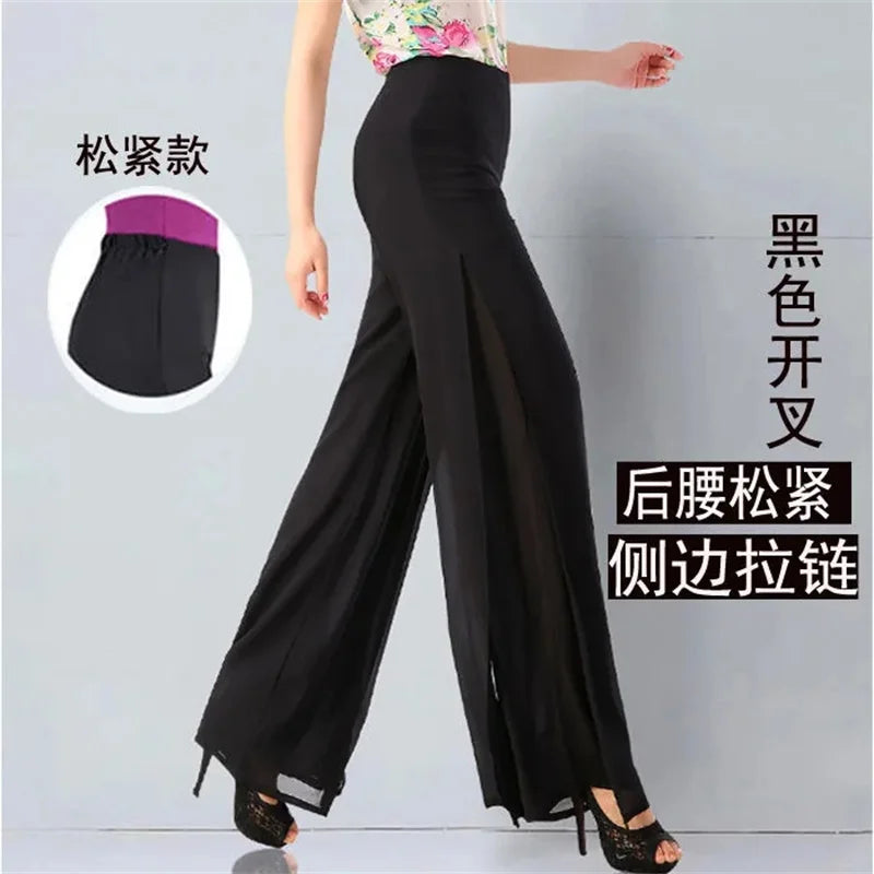 Pantalones Gasa Pierna Ancha Verano Mujer | Huapang-LSL | Cintura Alta