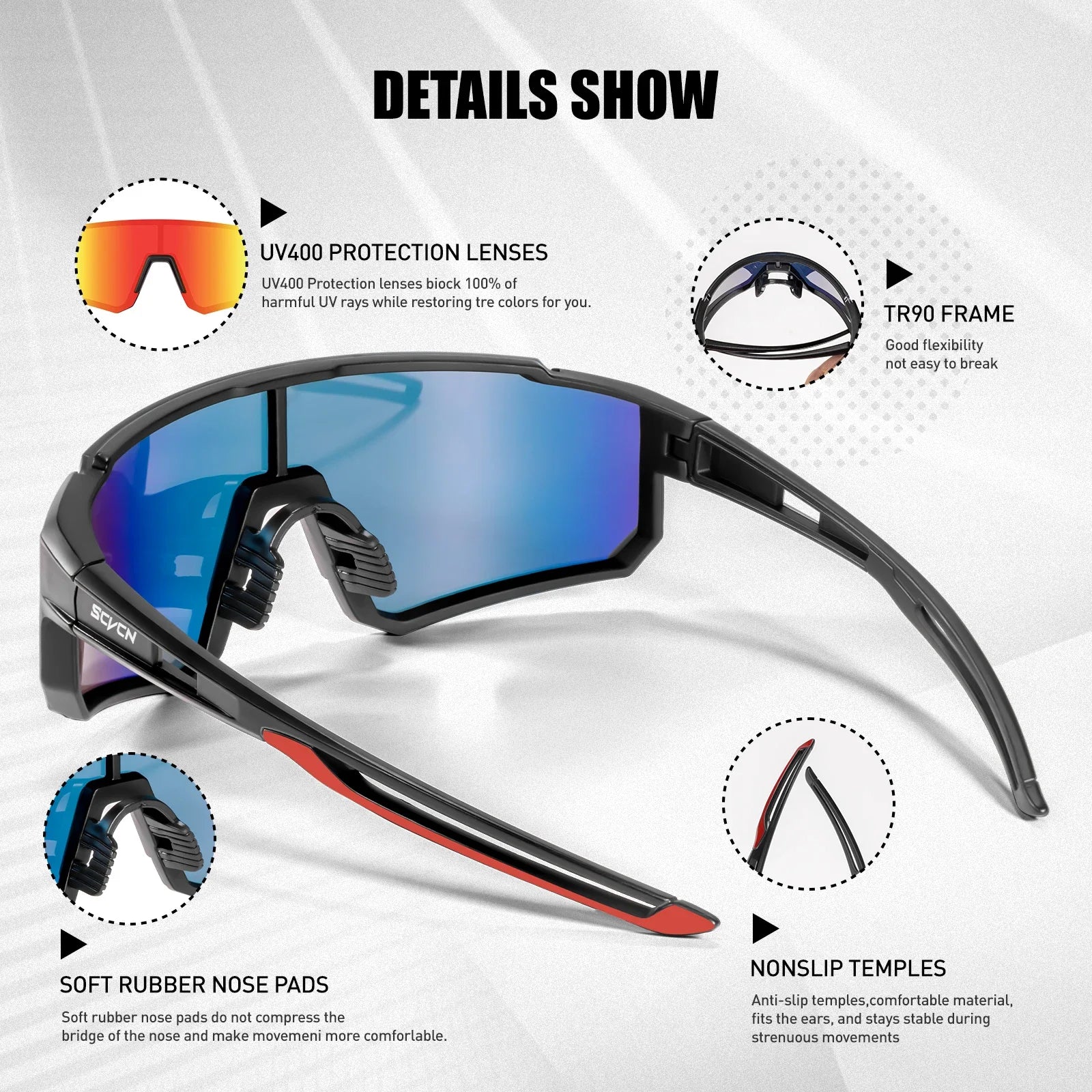 Gafas de Sol Deportivas SCVCN UV400 Ciclismo Montañismo