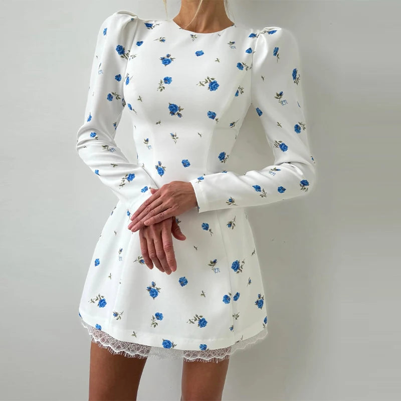Vestido Floral Vintage Chic con Encaje | Elegancia Veraniega Suave