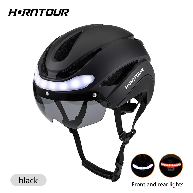 Casco Horntour HT-16 con LED: Ciclismo Profesional y Seguro