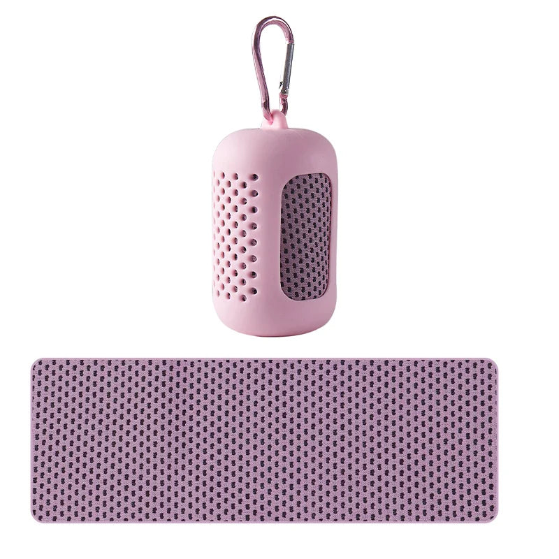Toalla fría envuelta en silicona Circular portátil, toalla refrescante, toallas de fibra de poliéster de secado rápido, accesorios de playa, deporte y Fitness