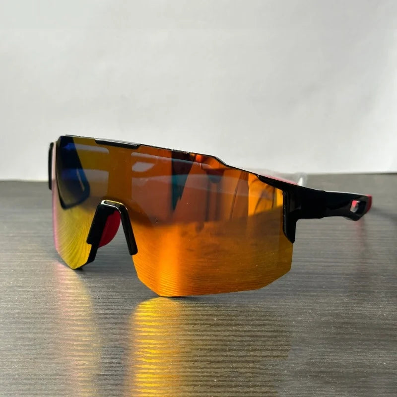 Gafas de Sol Deportivas Hombre DIXSG | Montura Negra Lente Naranja/Amarilla | Protección UV