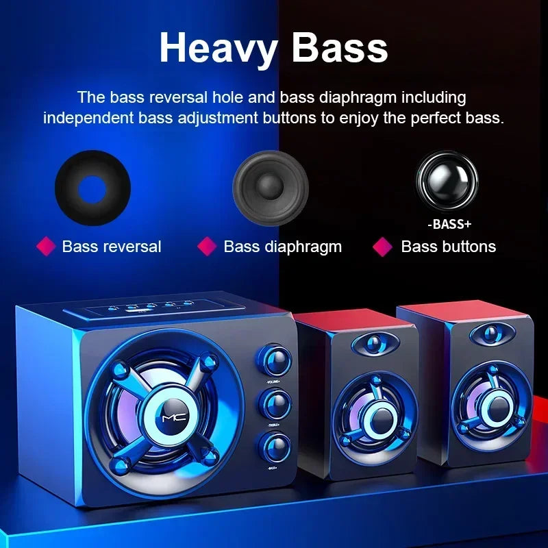 Altavoz Bluetooth Hifi 3D RGB Subwoofer Estéreo USB para PC