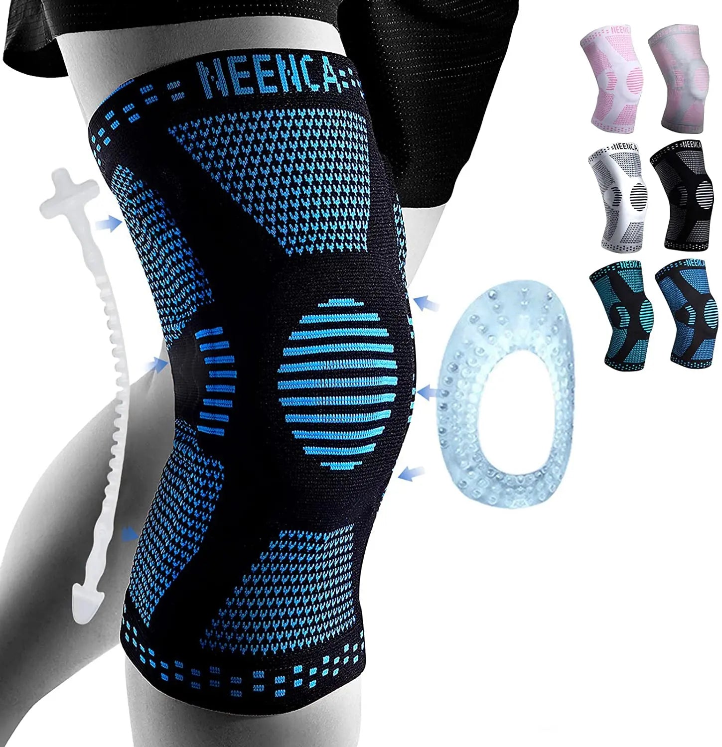 NEENCA-rodillera de cobre con almohadilla de Gel para rótula, estabilizadores laterales para el dolor de rodilla, artritis deportiva, alivio del dolor articular ACL