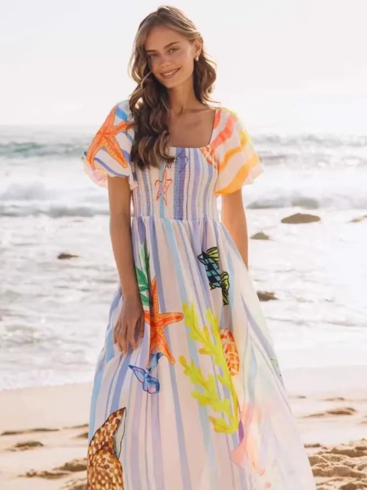 Vestido Maxi de Playa Estampado 2026 | Fansumgo | Estilo Bata