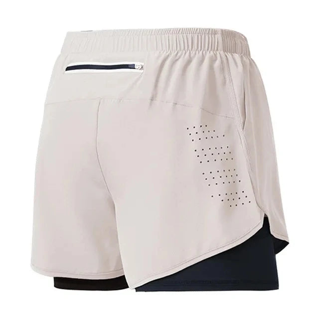 Pantalones Cortos para Correr Hombre: Doble Capa Fitness Secado Rápido