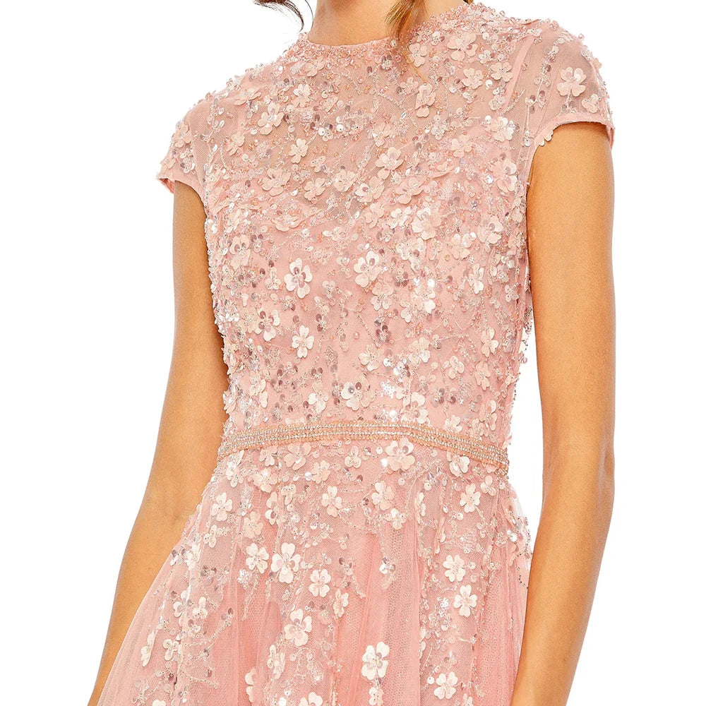 Vestido de Noche Acampanado Personalizado Mesprit - Elegante Lentejuelas