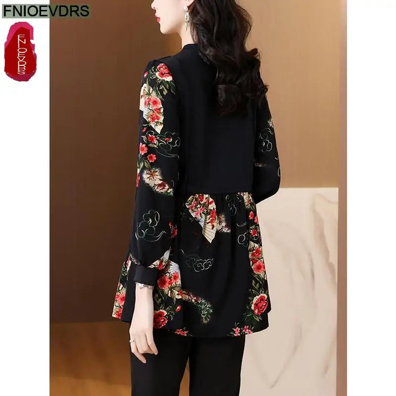Camisa Flores Vintage Mujer Túnica Peplum Elegante Casual FNIOEVDRS