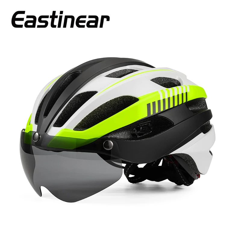 Casco de bicicleta de carretera Eastinea con gafas magnéticas casco de montar en bicicleta de montaña casco de seguridad para hombres y mujeres adultos y niños