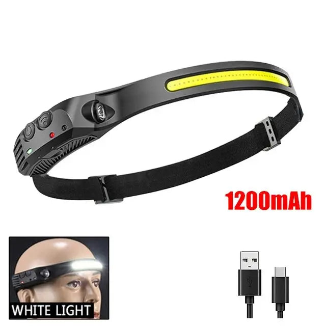 Linterna Frontal LED COB USB Recargable - Sensor de Movimiento para Exteriores