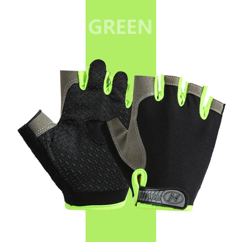 Profesional gimnasio Fitness transpirable antideslizante mujeres hombres medio dedo verano pesca ciclismo guantes sin dedos mujer bicicleta