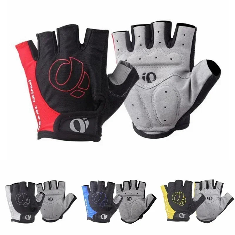 Guantes Ciclismo Medio Dedo: Silicona Antideslizante, Verano (Gris, Rojo, Azul)