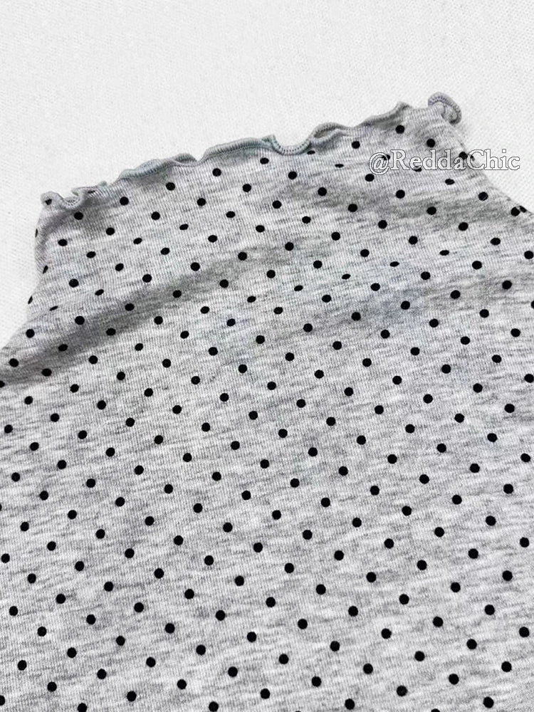 REDDA CHiC Camiseta Grunge Lunares Mujer Otoño Y2k