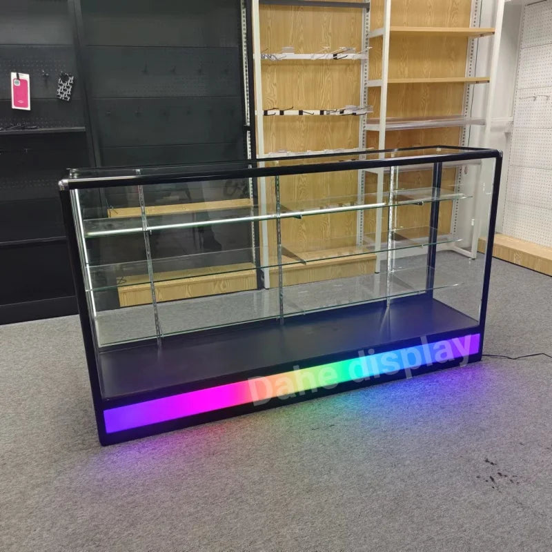 A modern 70-inch LED jewelry and cosmetics display cabinet by AIBAOTONG, with glass doors and customizable interior shelves.