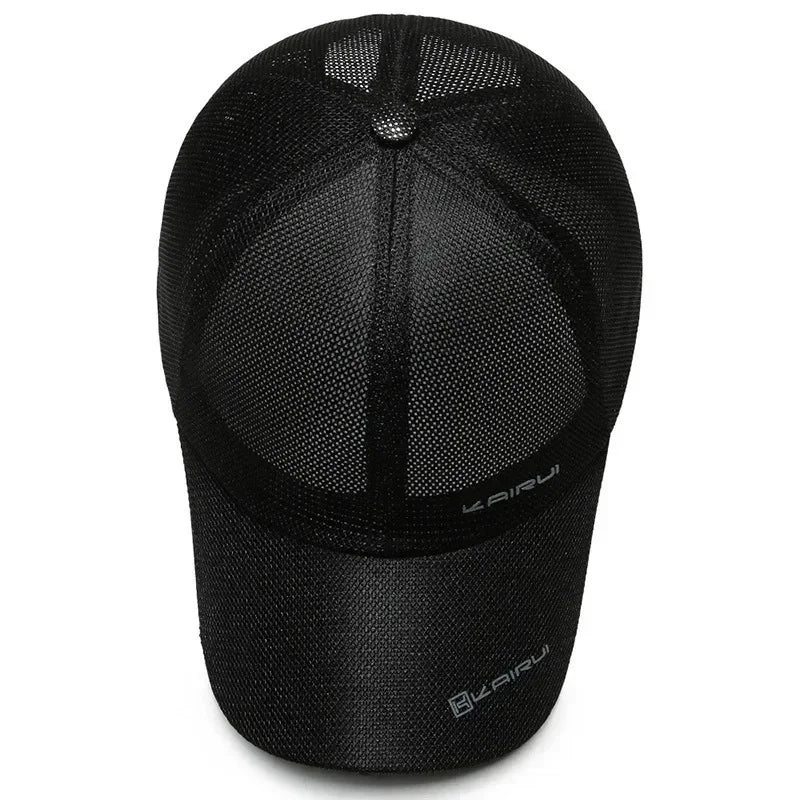 Black AIRUI unisex adjustable baseball cap with summer style and sun protection, ideal for hip hop and casual wear.