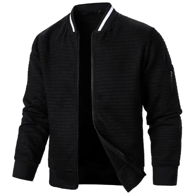 Men's Animal Game khaki baseball jacket for fall, warm with front zipper, sporty style, ideal for outdoor autumn wear.