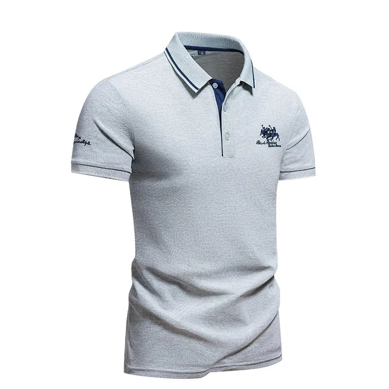 Navy blue embroidered men's polo shirt by Animal Game, short sleeve casual summer polo in size 4XL.