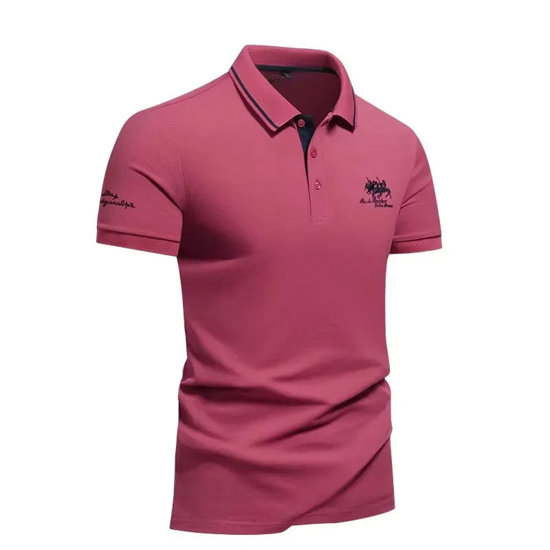 Navy blue embroidered polo shirt for men by Animal Game with short sleeves, casual summer style, in 4XL size.