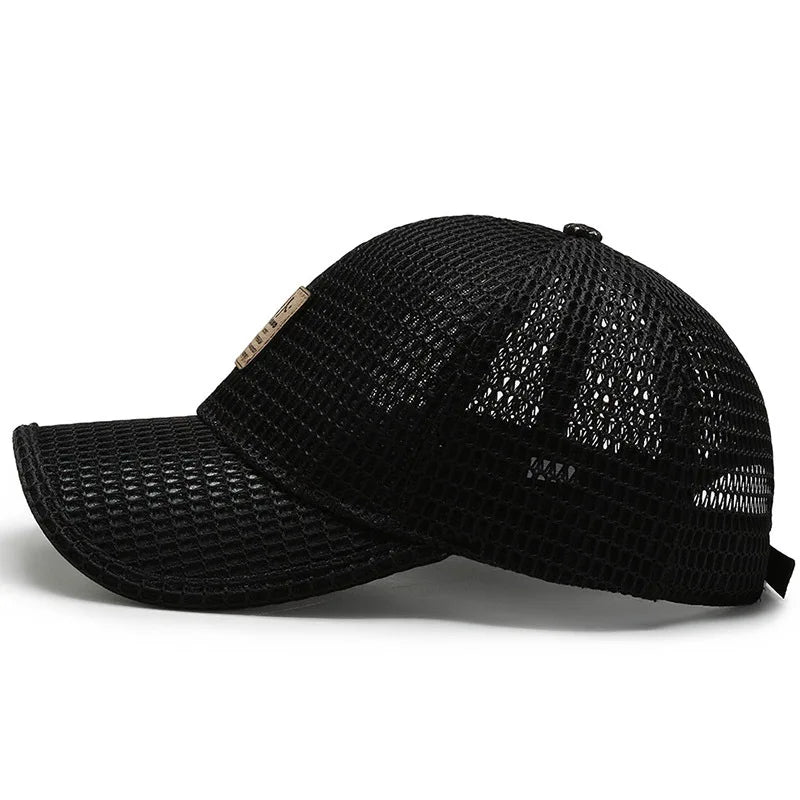 Ayaco.Fan breathable mesh baseball cap, adjustable snapback hat perfect for summer, sun protection, and hip hop style.
