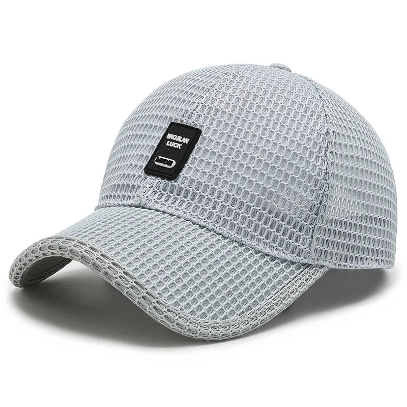 Black breathable mesh baseball cap by Ayaco.Fan featuring a snapback design, perfect for summer sun and hip hop style.