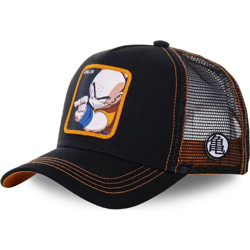 Bandai Dragon Ball Son Goku summer baseball cap with embroidered logo, adjustable mesh brim, lightweight and stylish accessory.