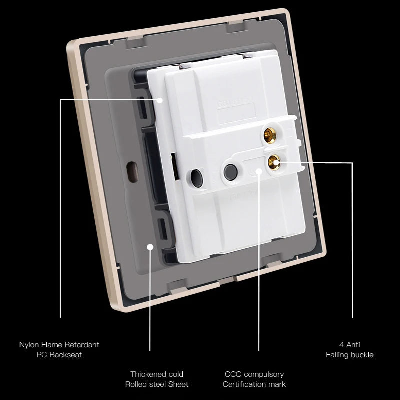 BIHU LED 1-4 gang stainless steel switch for home lighting, 1/2-via interruptor with modern design for easy control.