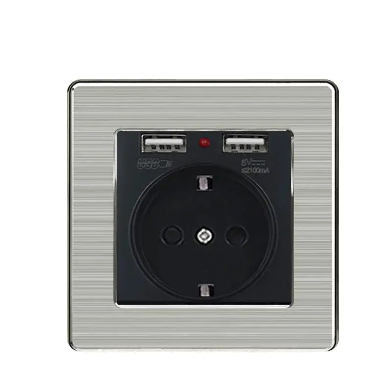 BIHU LED 1-4 Gang stainless steel switch for home lighting, 1/2 Vía, modern design, durable in stainless steel finish.