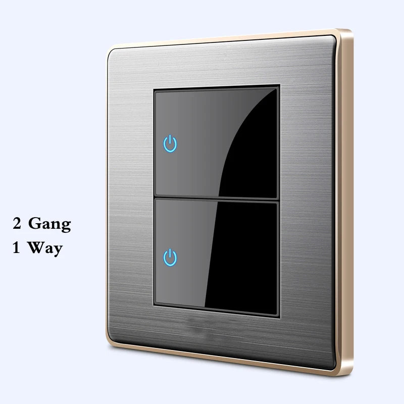 BIHU LED 1-4 gang stainless steel switch for home lighting, 1/2 way, modern design, durable and easy to operate.