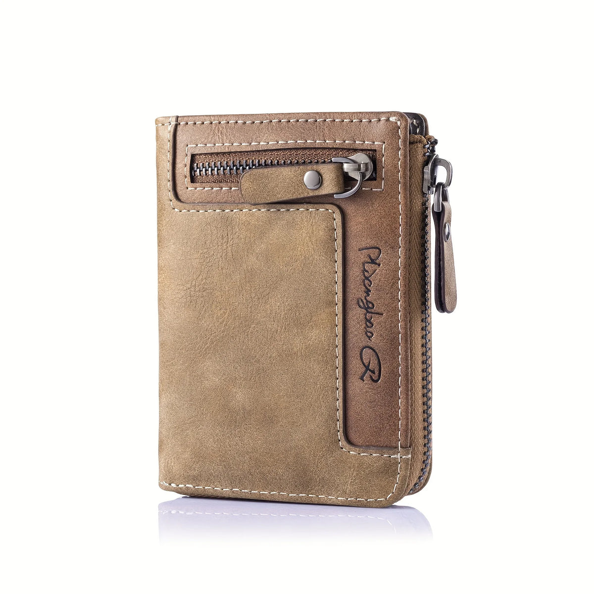 Brown CEXIKA retro short wallet with multifunctional PU leather design, featuring card slots and coin pocket.