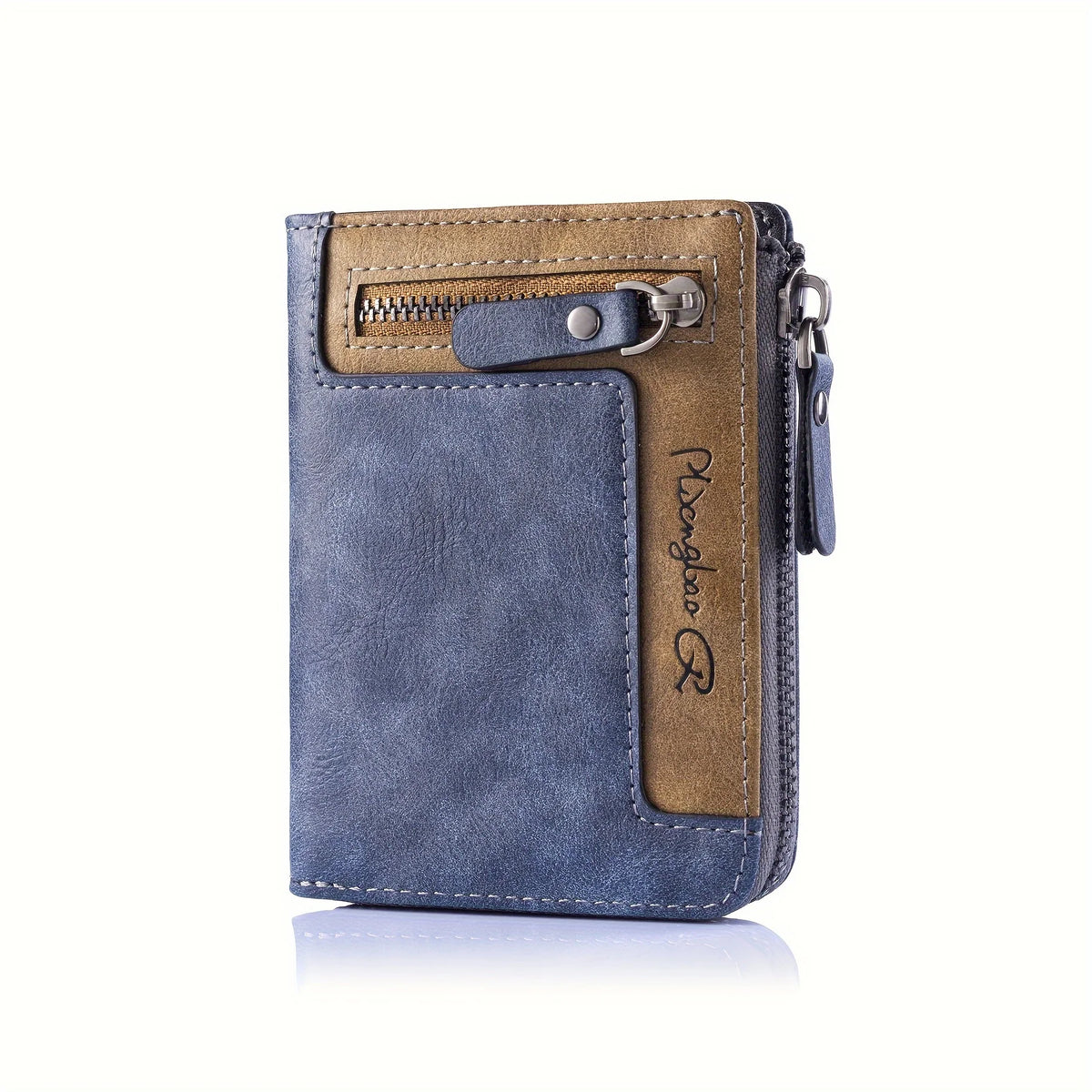 CEXIKA retro short wallet in brown leather, multifunctional PU purse with compact design and multiple card slots.