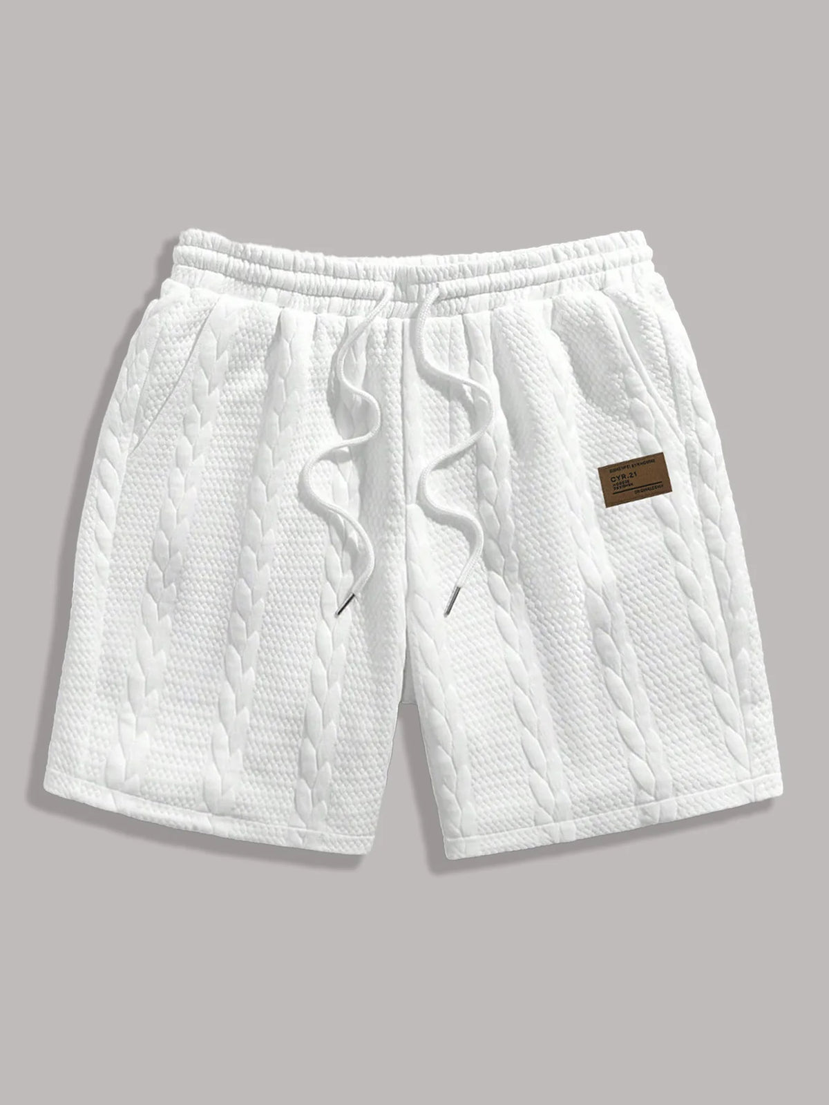 White men's summer breathable shorts by CONJUESS, 5-inch length, casual style, lightweight fabric for comfort.