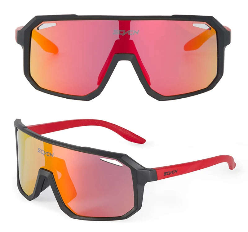 UV400 cycling sunglasses by Corporación Turística, black sport glasses for running, hiking, driving, MTB, and outdoor activities for men and women.