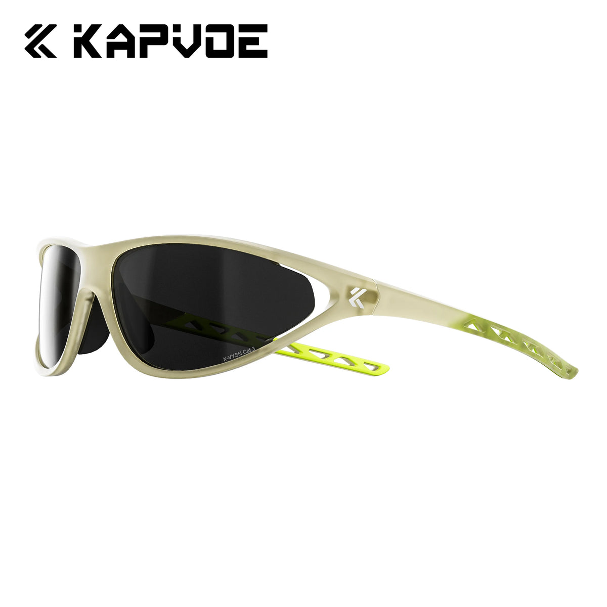 Kapvoe Fashion men's cycling glasses with black frames and tinted lenses, designed for outdoor cycling in the United States.